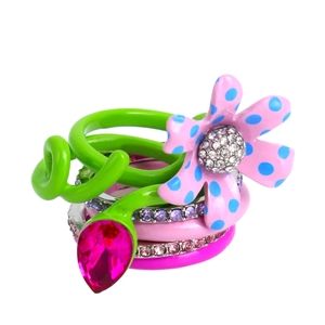 Betsey Johnson Flower Stackable Ring Set